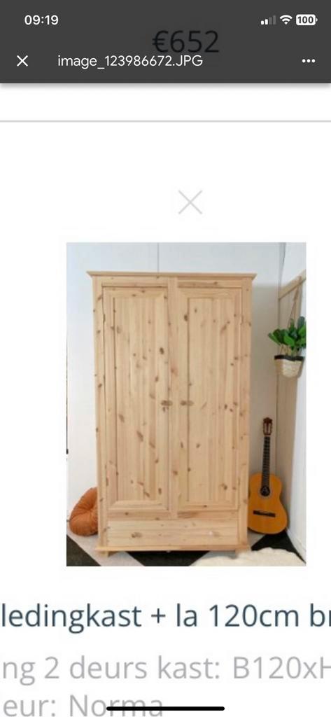 Massief houten hoge kledingkast, Huis en Inrichting, Kasten | Kledingkasten, Zo goed als nieuw, 200 cm of meer, 100 tot 150 cm