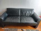 Zwart leren bankstellen., Huis en Inrichting, Ophalen, Gebruikt, 75 tot 100 cm, Leer
