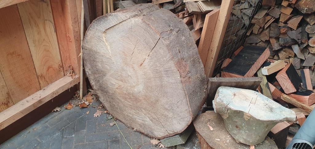 Boomstamschijf - 80 cm diameter, Doe-het-zelf en Verbouw, Hout en Planken, Gebruikt, Overige typen, Overige houtsoorten, Minder dan 200 cm