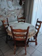 Uitschuifbare eiken tafel + 4 stoelen, Ophalen, Gebruikt, Klassiek, Vier personen