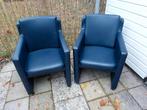 2 blauwe fauteuils of eetkamerstoelen, Tuin en Terras, Ophalen, Zo goed als nieuw, Kunststof