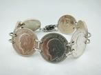 Zilveren armband met 7 halve guldens van Wilhelmina, 19 cm, Sieraden, Tassen en Uiterlijk, Antieke sieraden, Verzenden, Zilver