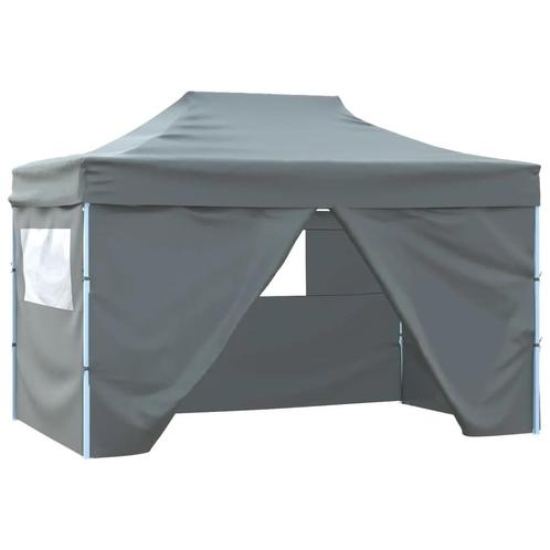 Partytent met 4 zijwanden inklapbaar 3x4 m staal antraciet, Tuin en Terras, Partytenten, Nieuw, Partytent, 2 meter of meer, Minder dan 5 meter