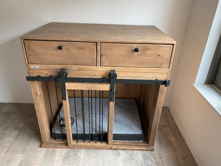 Houten honden bench XL, Dieren en Toebehoren, Hondenhokken, Zo goed als nieuw, Hondenhok, 100 cm of meer, 110 cm of meer, Ophalen