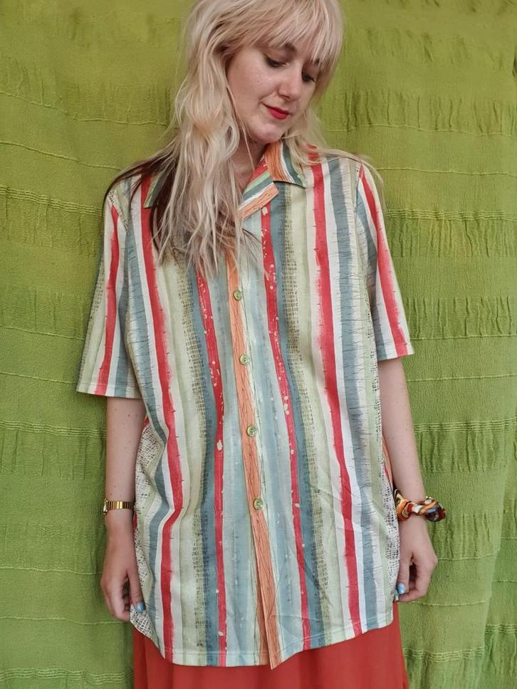 Vintage blouse / shirt - print - Jaren 90- maat 48, Kleding | Dames, Blouses en Tunieken, Gedragen, Maat 46/48 (XL) of groter