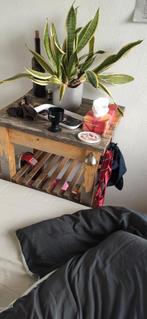 Houten Bijzettafel met Opbergruimte, Gebruikt, Rustiek, 55 tot 75 cm, Rechthoekig