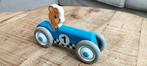 Nummer 1 Houten blauwe speelauto, Kinderen en Baby's, Speelgoed | Buiten | Los speelgoed, Ophalen of Verzenden, Zo goed als nieuw
