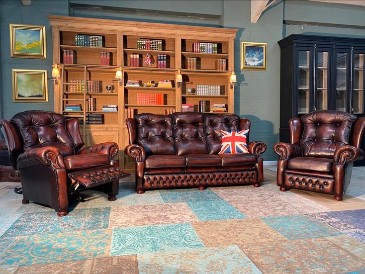 Springvale Chesterfield 3+1+1 bankstel  GRATIS BEZORGD, Huis en Inrichting, Banken | Voetenbanken en Poefen, Gebruikt, 125 cm of meer