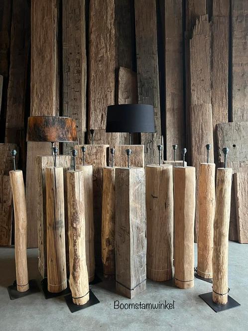 Meerpaal lamp | Boomstamlamp | vloerlamp hout | Houten lamp, Huis en Inrichting, Lampen | Vloerlampen, Nieuw, 100 tot 150 cm, Hout