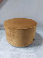 Velvet oker poef van woood, Ophalen, Zo goed als nieuw, 50 tot 75 cm, Overige materialen