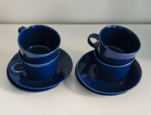 Arabia Kilta Blauw Kop en Schotel Set - 4 stuks, Antiek en Kunst, Antiek | Servies los, Ophalen of Verzenden