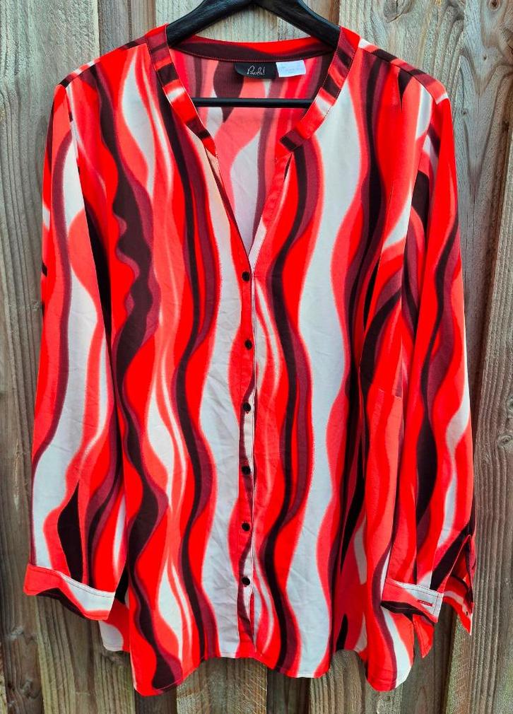 Blouse / Tuniek met print - Paola! - Maat 52, Kleding | Dames, Blouses en Tunieken, Gedragen, Maat 46/48 (XL) of groter, Rood