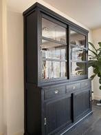 Zwarte teakhouten buffetkast, Ophalen, Gebruikt, 200 cm of meer, 150 tot 200 cm