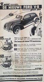 Advertentie Ford V-8 uit 1937 Sierksma Dokkum, Verzamelen, Tijdschriften, Kranten en Knipsels, Nederland, Knipsel(s), Ophalen of Verzenden