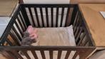Zwarte box met matras (nieuw in plastic) en boxkleed, Kinderen en Baby's, Boxen, Ophalen, Gebruikt, Vierkant, In hoogte verstelbaar