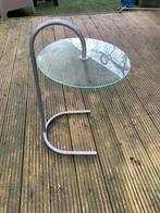 Vintage Ikea bijzettafel Rye glas met metalen frame, Ophalen, Minder dan 45 cm, Minder dan 55 cm, Rond