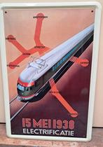 NS metalen reproductie bordje Elektrificatie 20 x 30 cm, Verzamelen, Ophalen of Verzenden, Nieuw, Reclamebord