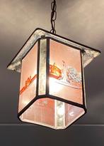 Mooi glas in Lood hanglampje, oude afbeeldingen Den Bosch, Minder dan 50 cm, Vintage, Ophalen of Verzenden, Zo goed als nieuw