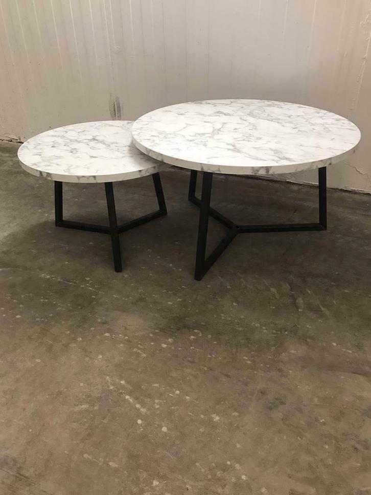 Opruiming actie Salontafel marmerlook wit alleen rond 80 cm, Huis en Inrichting, Tafels | Bijzettafels, Nieuw, Rond, Minder dan 45 cm