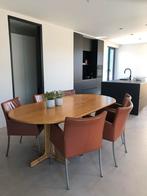 4 comfortabele leren eetkamerstoelen/ fauteuils, Huis en Inrichting, Ophalen, 50 tot 100 cm, Zo goed als nieuw, Metaal