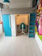 EMOB hoogslaper met inloopkast,bureaustoel en ladenkas, Ophalen, Zo goed als nieuw, Hoogslaper