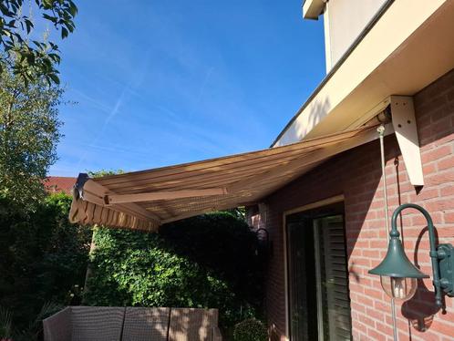 knikarm zonnescherm en uitval zonnescherm, Tuin en Terras, Zonneschermen, Gebruikt, Knikarmscherm, 150 tot 300 cm, 250 cm tot 450 cm