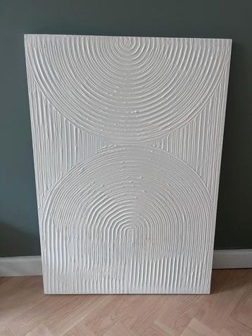 Japandi canvas wit schilderij abstract golven textuur 3D beschikbaar voor biedingen