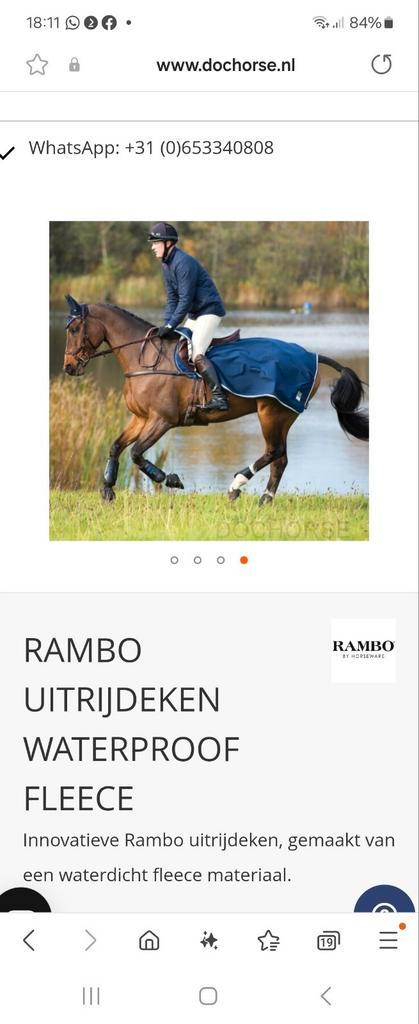 Waterdichte uitrijdeken Rambo, Dieren en Toebehoren, Paarden en Pony's | Dekens en Dekjes, Zo goed als nieuw, Ophalen of Verzenden