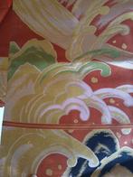 Traditionele Japanse obi riem orange gold wave, Antiek en Kunst, Antiek | Kleding en Accessoires, Ophalen of Verzenden