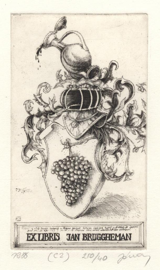 0044 Ex Libris Hongarije : Zoltán Vén, 1988, Antiek en Kunst, Kunst | Etsen en Gravures, Verzenden