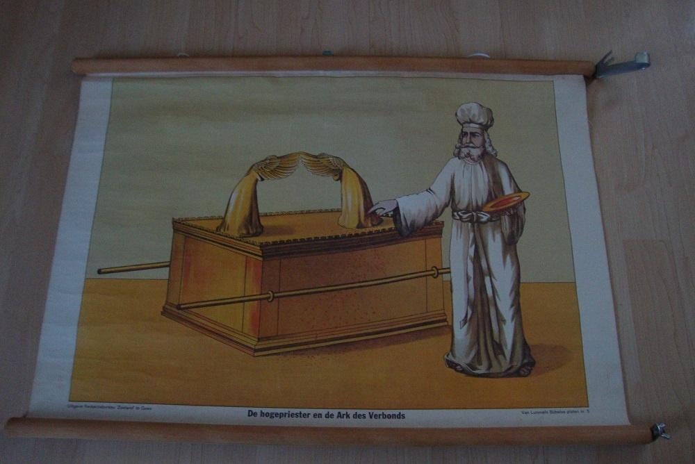 Schoolplaat DE HOGEPRIESTER EN DE ARK DES VERBONDS, Antiek en Kunst, Antiek | Schoolplaten, Ophalen of Verzenden, Overige thema's