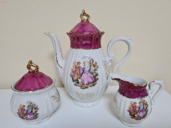 servies Limoges stijl romantisch brocante roze theepot *set, Antiek en Kunst, Curiosa en Brocante, Ophalen of Verzenden