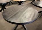 Ronde eethoek tafel zwart mango 110cm kruis poot, Ophalen, Rond, Nieuw, Vier personen