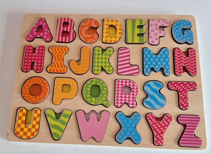 Alfabet Puzzel Hout - Leerzaam en Leuk!, Kinderen en Baby's, Speelgoed | Kinderpuzzels, Gebruikt, 2 tot 4 jaar, 10 tot 50 stukjes