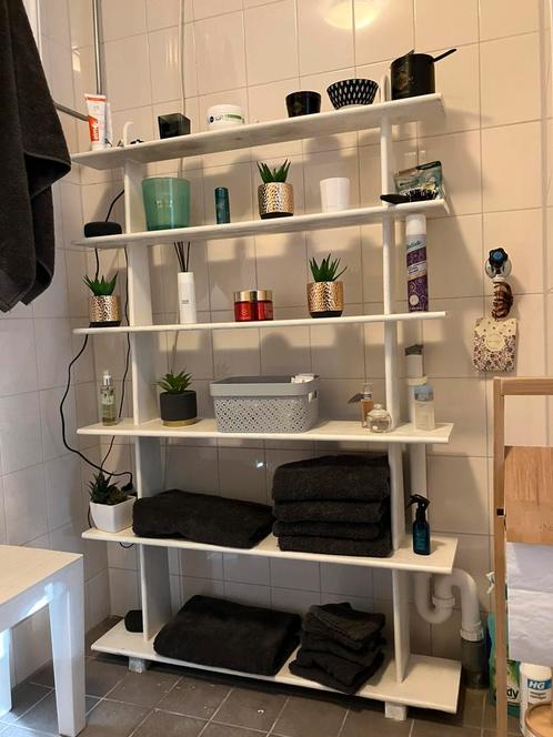 Houten open kast – wit geverfd, Huis en Inrichting, Kasten | Stellingkasten, Gebruikt, Ophalen
