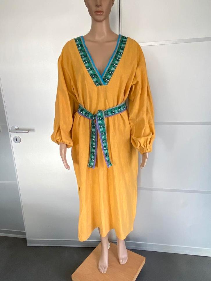 J547 AVDW Antwerp mt S/M/L=36/38/40/42 Designer-maxi-jurk, Kleding | Dames, Jurken, Zo goed als nieuw, Maat 38/40 (M), Geel, Onder de knie