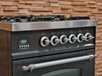 🔥Luxe Fornuis Boretti 60 cm antraciet & rvs 4 pits 1 oven, Witgoed en Apparatuur, Fornuizen, 4 kookzones, Vrijstaand, 90 tot 95 cm