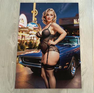 Retro Sexy Pin Up 50s Auto Las Vegas Poster beschikbaar voor biedingen