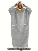 Lichtgrijze hoodie deken lengte 150 cm met teddy vulling, Verzenden, Nieuw