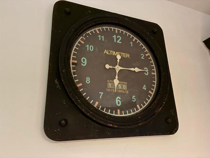 Grote Wandklok - Industriële Look - 78x78 cm, Auto diversen, Autospeakers, Gebruikt, Ophalen