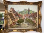 Schilderij Duits dorpje Lenz, Antiek en Kunst, Kunst | Schilderijen | Klassiek, Ophalen
