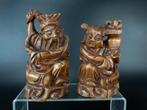Chinese beelden 2x houten gesneden vintage figuren PROC, Ophalen of Verzenden