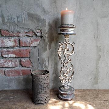 Kandelaar gietijzer/hout metalen hangwindlichtje *Etage3* beschikbaar voor biedingen