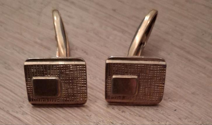 Vintage Goudkleurige Manchetknopen 50-60th Retro Stijl, Sieraden, Tassen en Uiterlijk, Manchetknopen, Gebruikt, Overige materialen