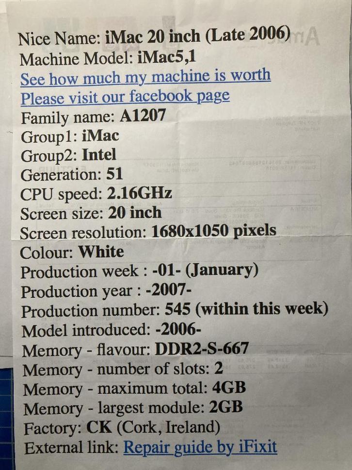iMac, Computers en Software, Apple Desktops, Gebruikt, iMac, Onbekend, 2 tot 3 Ghz, 4 GB, Ophalen