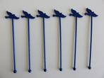 6 Cocktail roerstaafjes blauwe vogel (Retro), Ophalen of Verzenden, Gebruikt