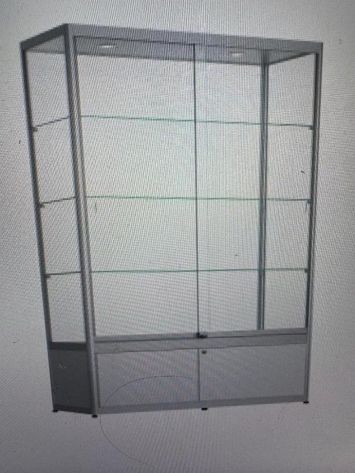 Vitrinekasten Zwart 2 stuks 2.00 x 1.40 x 0.50, Huis en Inrichting, Kasten | Vitrinekasten, Zo goed als nieuw, 200 cm of meer