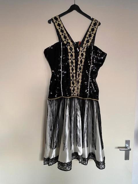 Carnaval Great Gatsby jurk zwart goud wit XXL  *NIEUW*, Kleding | Dames, Carnavalskleding en Feestkleding, Nieuw, Kleding, Carnaval