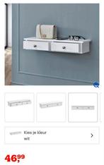 Wandplank met 2 laatjes wit nieuwstaat, Ophalen, Zo goed als nieuw