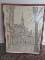 Schiedamse Korenbeurs met lange haven in prachtige lijst, Antiek en Kunst, Curiosa en Brocante, Ophalen of Verzenden